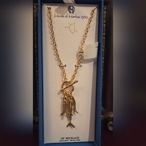 House of Harlow 1960 Gold Sardine Fish Chain Necklace NWT